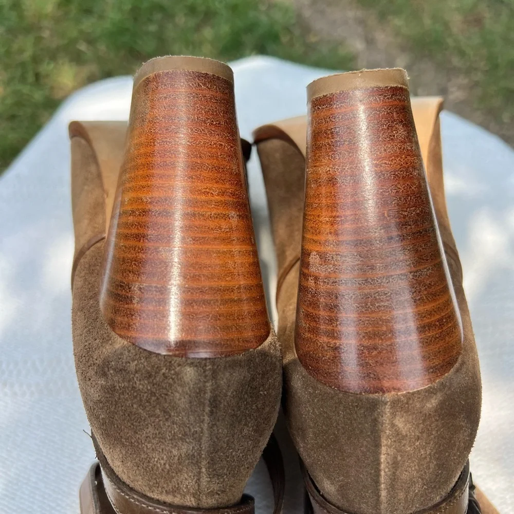 Allsaints Brown Suede Heeled Ankle Boots Size 40 9.5